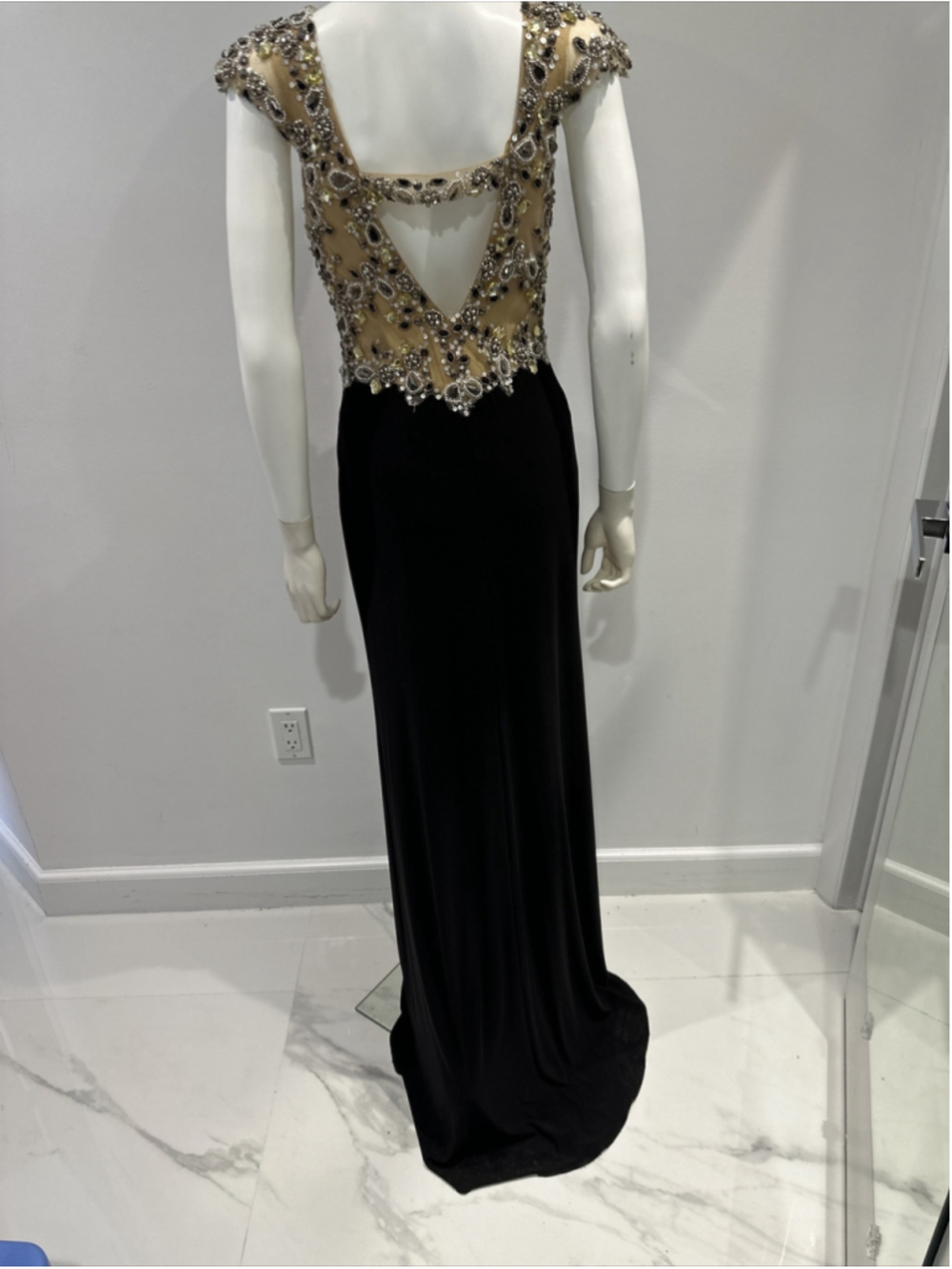 Terani Couture Long Dress Black Nude 4 - Picture 6 of 9